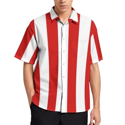 Ležerne košulje s okomitim prugama Košulja za plažu s crvenim i crnim prugama Hawaii Nove bluze Muške prilagođene veće veličine