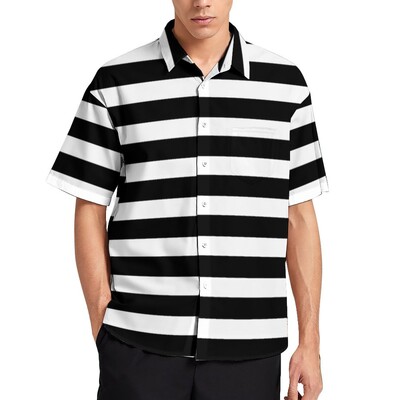 Ležerne košulje s okomitim prugama Košulja za plažu s crvenim i crnim prugama Hawaii Nove bluze Muške prilagođene veće veličine