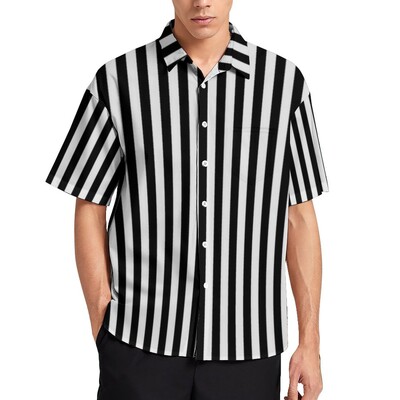 Ležerne košulje s okomitim prugama Košulja za plažu s crvenim i crnim prugama Hawaii Nove bluze Muške prilagođene veće veličine