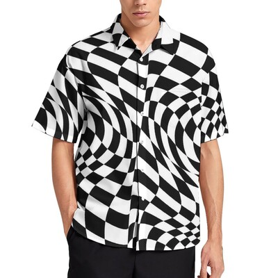 Ležerne košulje s okomitim prugama Košulja za plažu s crvenim i crnim prugama Hawaii Nove bluze Muške prilagođene veće veličine