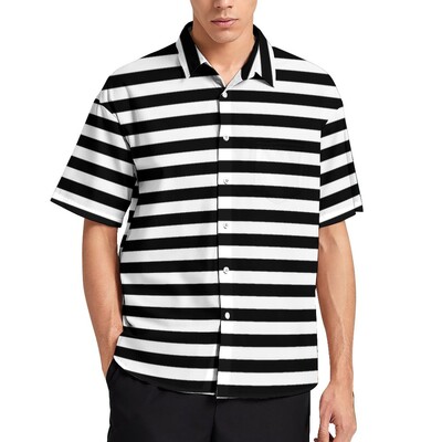 Ležerne košulje s okomitim prugama Košulja za plažu s crvenim i crnim prugama Hawaii Nove bluze Muške prilagođene veće veličine