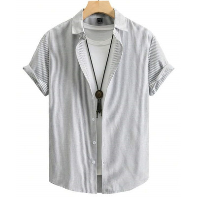Havajske košulje za muškarce s 3d prugastim printom Visokokvalitetna muška odjeća Široke prevelike košulje i cvijeće Ljeto, ležerne kratke rukave