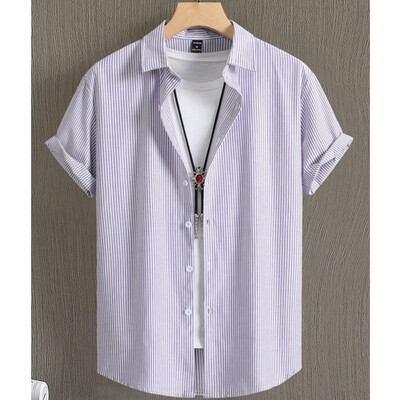 Havajske košulje za muškarce s 3d prugastim printom Visokokvalitetna muška odjeća Široke prevelike košulje i cvijeće Ljeto, ležerne kratke rukave