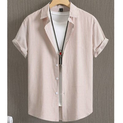 Havajske košulje za muškarce s 3d prugastim printom Visokokvalitetna muška odjeća Široke prevelike košulje i cvijeće Ljeto, ležerne kratke rukave