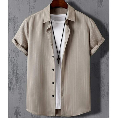 Havajske košulje za muškarce s 3d prugastim printom Visokokvalitetna muška odjeća Široke prevelike košulje i cvijeće Ljeto, ležerne kratke rukave