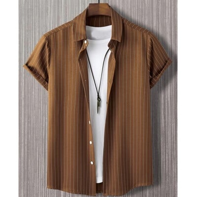 Havajske košulje za muškarce s 3d prugastim printom Visokokvalitetna muška odjeća Široke prevelike košulje i cvijeće Ljeto, ležerne kratke rukave