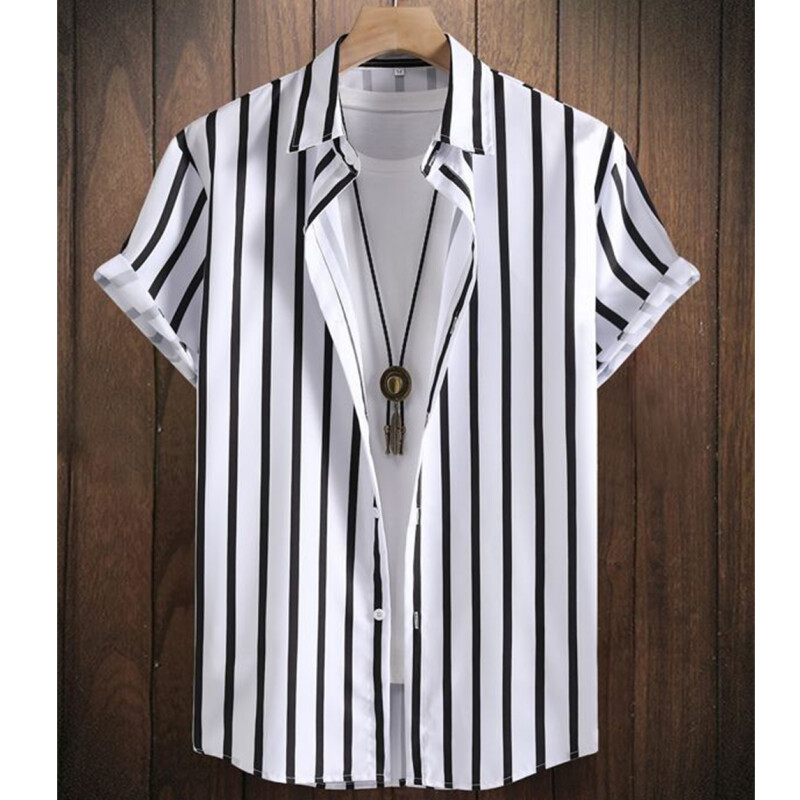 Havajske košulje za muškarce s 3d prugastim printom Visokokvalitetna muška odjeća Široke prevelike košulje i cvijeće Ljeto, ležerne kratke rukave