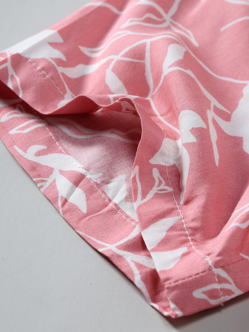 2024. aasta suvised meeste topsärgid Lilletrükiga graafiline vabaaja särgid, pluus Lühikeste varrukatega nööp üleval Rannariided Roosad särgid meestele