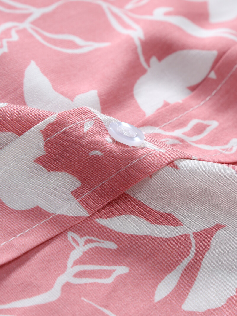 2024. aasta suvised meeste topsärgid Lilletrükiga graafiline vabaaja särgid, pluus Lühikeste varrukatega nööp üleval Rannariided Roosad särgid meestele