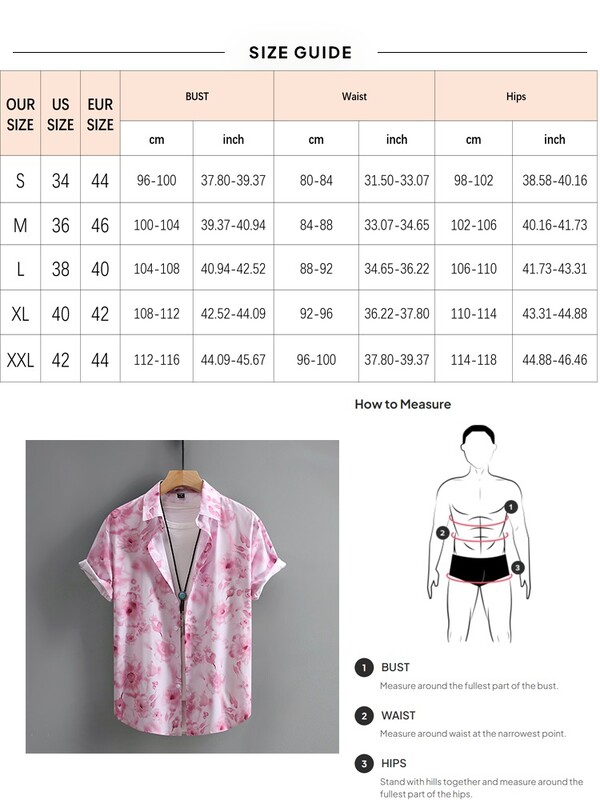 Ροζ Floral Print Beach Νέα Ανδρικά πουκάμισα Καλοκαιρινά Casual κοντομάνικα Χαβάης πουκάμισα για άνδρες Καθημερινά μπλουζάκια Ρούχα πάρτι