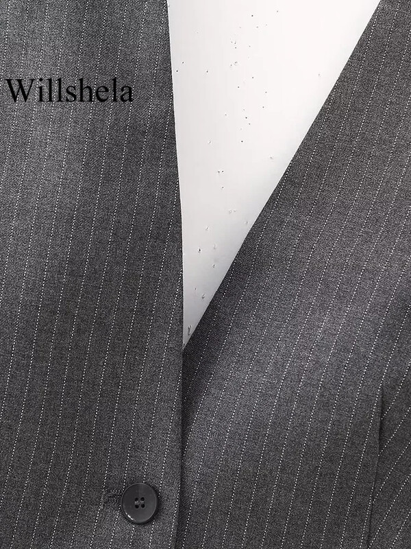 Willshela Ženske modne prugaste jakne bez rukava Prsluci Vintage V-izrez Prsluk na vezanje bez leđa Ženski chic ženski bez rukava