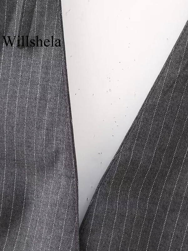 Willshela Ženske modne prugaste jakne bez rukava Prsluci Vintage V-izrez Prsluk na vezanje bez leđa Ženski chic ženski bez rukava