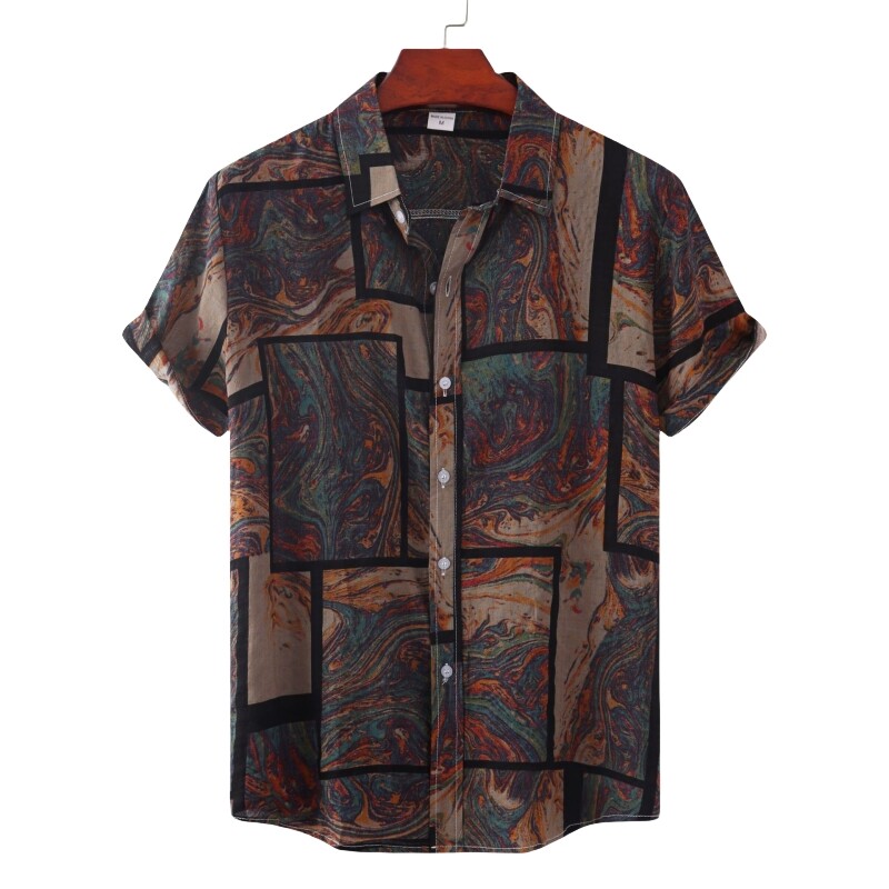 Luksuslik originaal meeste särgid Oversize särk Mees Mood Rand Tiki Riietus Pluusid Sotsiaalsed T-särgid Hawaiian Polo Lühikeste varrukatega