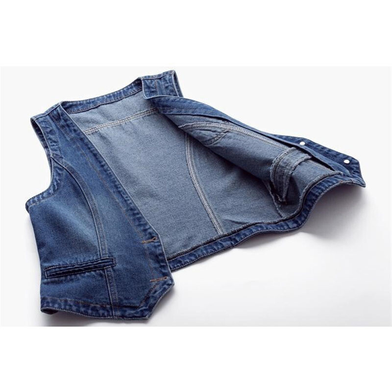 Vintage traper prsluk jakna 2023. Novo proljeće, kratki uski kaput bez rukava, prsluk, jednoredno kopčanje, plave ležerne majice