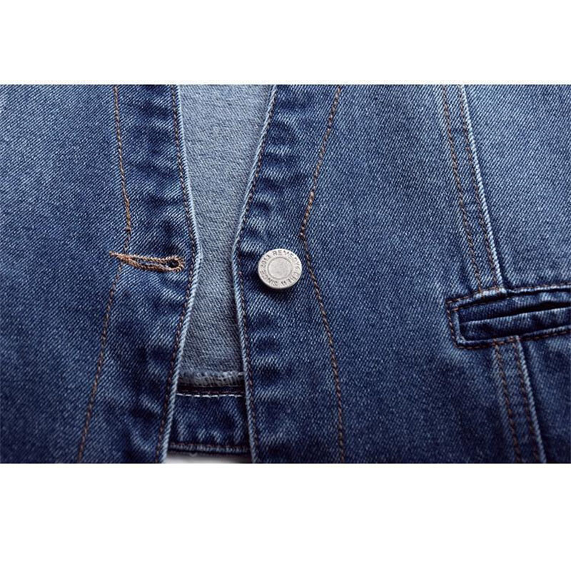 Vintage traper prsluk jakna 2023. Novo proljeće, kratki uski kaput bez rukava, prsluk, jednoredno kopčanje, plave ležerne majice