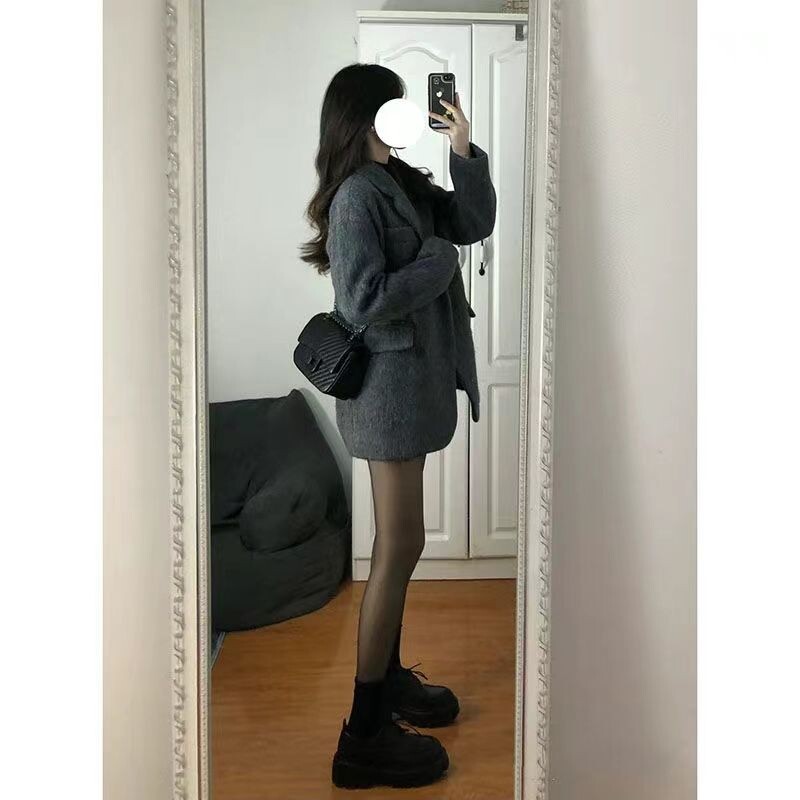 2024, toamnă/iarnă, haină nouă de damă din lână, largi pentru navetiști, jachetă caldă ocazională