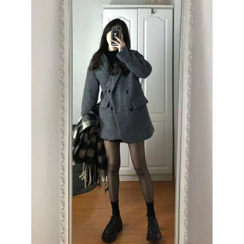 2024, toamnă/iarnă, haină nouă de damă din lână, largi pentru navetiști, jachetă caldă ocazională