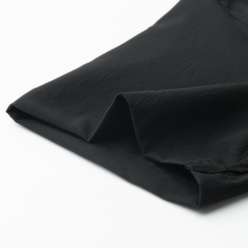 Nova moda Ljeto 2024. Muška obična košulja sa samostojećim ovratnikom i kratkim rukavima, jednobojna ležerna crna muška košulja na kopčanje