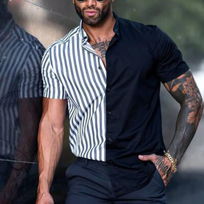 Χαβάη πουκάμισα για άντρες Vintage καλοκαιρινό πουκάμισο ριγέ κοντό μανίκι Υπερμεγέθη Ανδρικά ρούχα σχεδιαστών δρόμου Camisas De Hombre