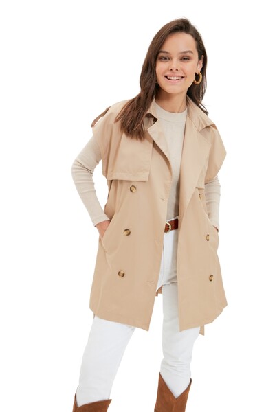 Γυναικείο ίσιο κοντό κανονικό γιλέκο Trendyol