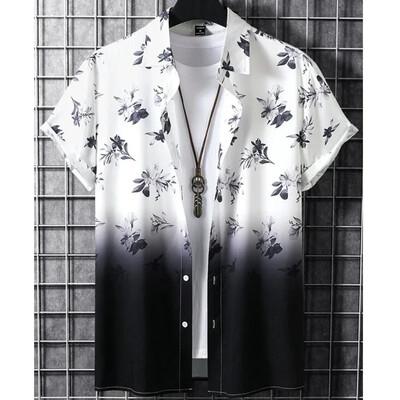 Havajska muška košulja s 3D gradijentnim ispisom široka, ležerna, prevelika, kratkih rukava, visokokvalitetna muška odjeća, majica za zabavu na plaži