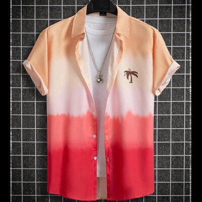 Havajska muška košulja s 3D gradijentnim ispisom široka, ležerna, prevelika, kratkih rukava, visokokvalitetna muška odjeća, majica za zabavu na plaži