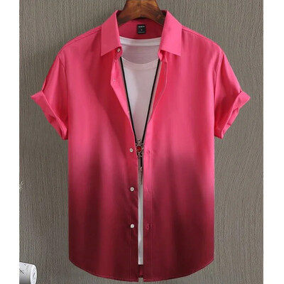 Havajska muška košulja s 3D gradijentnim ispisom široka, ležerna, prevelika, kratkih rukava, visokokvalitetna muška odjeća, majica za zabavu na plaži