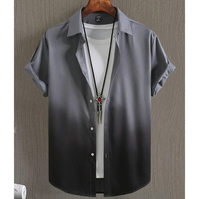 Havajska muška košulja s 3D gradijentnim ispisom široka, ležerna, prevelika, kratkih rukava, visokokvalitetna muška odjeća, majica za zabavu na plaži