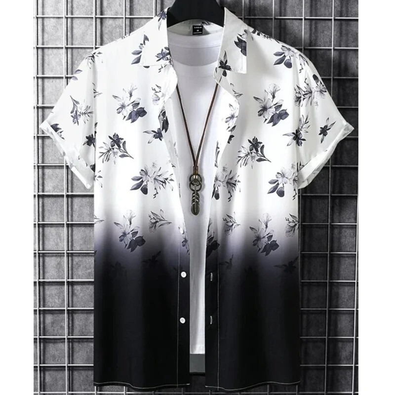 Havajska muška košulja s 3D gradijentnim ispisom široka, ležerna, prevelika, kratkih rukava, visokokvalitetna muška odjeća, majica za zabavu na plaži