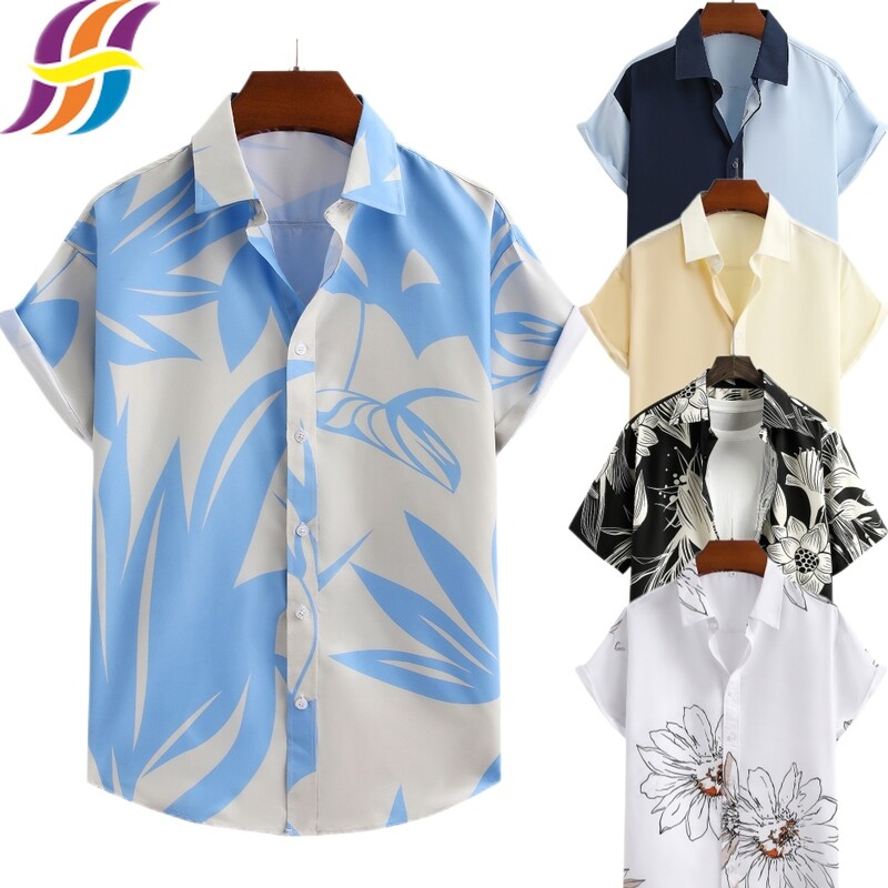 Casual ανδρικό πουκάμισο συν μέγεθος Κοντό μανίκι Χαβάης πουκάμισα ανδρικό Cool καλοκαιρινό πουκάμισο παραλίας Pantai Casual baju kemeja lelaki Legan Pende