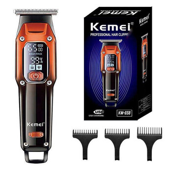 Αυθεντική κουρευτική μηχανή Kemei Barber Professional Electric Beard Hair Clipper Επαναφορτιζόμενη μηχανή κούρεμα λιθίου για άνδρες