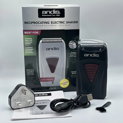 Originaal Andis 17170 fooliumiga liitium-titaani pardel Smooth Raseerimine juhtmeta pardel koos laadijaga meestele habemenuga kiilas juukselõikur