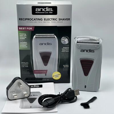 Originaal Andis 17170 fooliumiga liitium-titaani pardel Smooth Raseerimine juhtmeta pardel koos laadijaga meestele habemenuga kiilas juukselõikur