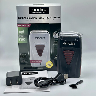 Originaal Andis 17170 fooliumiga liitium-titaani pardel Smooth Raseerimine juhtmeta pardel koos laadijaga meestele habemenuga kiilas juukselõikur