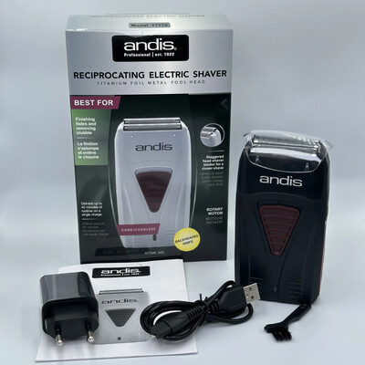 Originaal Andis 17170 fooliumiga liitium-titaani pardel Smooth Raseerimine juhtmeta pardel koos laadijaga meestele habemenuga kiilas juukselõikur