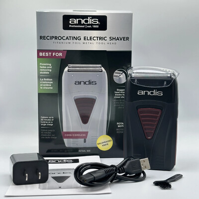 Originaal Andis 17170 fooliumiga liitium-titaani pardel Smooth Raseerimine juhtmeta pardel koos laadijaga meestele habemenuga kiilas juukselõikur