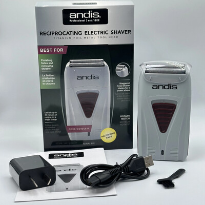Originaal Andis 17170 fooliumiga liitium-titaani pardel Smooth Raseerimine juhtmeta pardel koos laadijaga meestele habemenuga kiilas juukselõikur