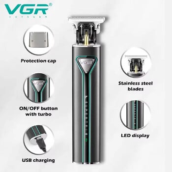 VGR Hair Trimmer Professional Electric Hair cutting Machine Οικιακή οθόνη LED Protable Hair Clipper T9 Trimmer for Men V-009