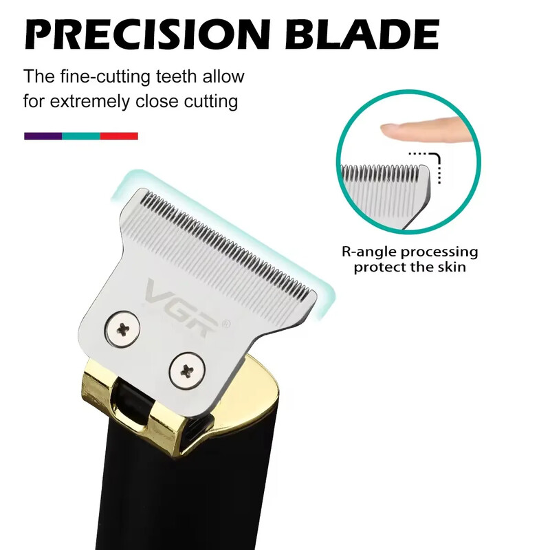 Mașină de tuns VGR Mașină electrică profesională de tuns pentru uz casnic cu afișaj LED Mașină de tuns portabilă T9 Trimmer pentru bărbați V-009