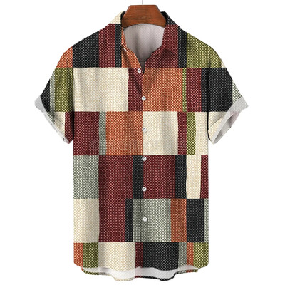 2024 Havajska muška košulja kratkih rukava s 3D printom, muška jednostruka modna ležerna košulja za plažu, retro kratkih rukava