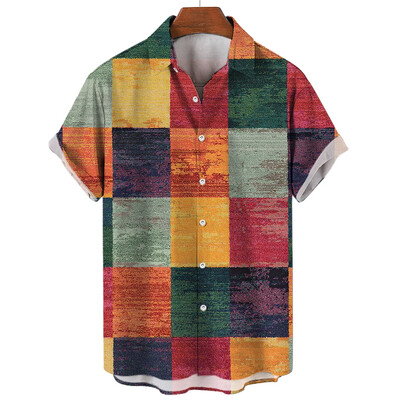 2024 Havajska muška košulja kratkih rukava s 3D printom, muška jednostruka modna ležerna košulja za plažu, retro kratkih rukava