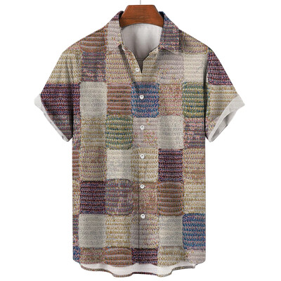 2024 Havajska muška košulja kratkih rukava s 3D printom, muška jednostruka modna ležerna košulja za plažu, retro kratkih rukava