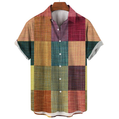 2024 Havajska muška košulja kratkih rukava s 3D printom, muška jednostruka modna ležerna košulja za plažu, retro kratkih rukava