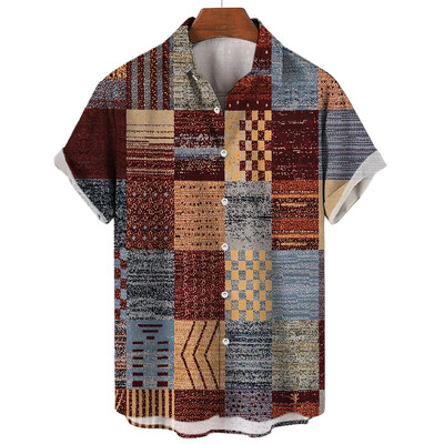 2024 Havajska muška košulja kratkih rukava s 3D printom, muška jednostruka modna ležerna košulja za plažu, retro kratkih rukava