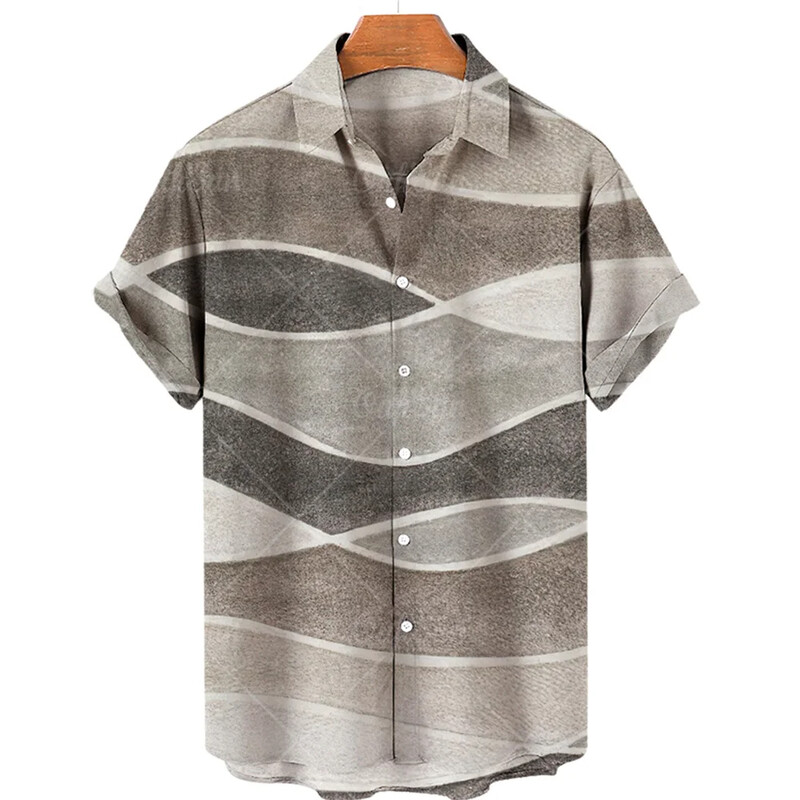 2024 Havajska muška košulja kratkih rukava s 3D printom, muška jednostruka modna ležerna košulja za plažu, retro kratkih rukava
