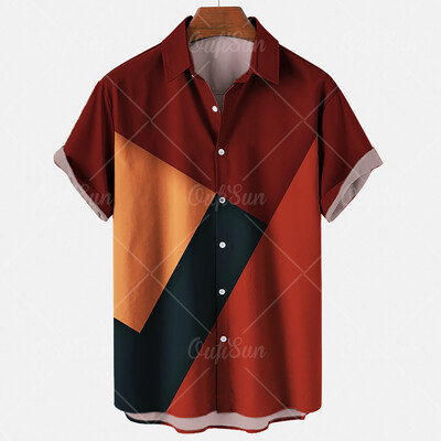 Meeste vabaaja särk Ruuduliste triipudega suvine lühikeste varrukatega mood Street Hawaiian Beach Party Top Dazn Oversized