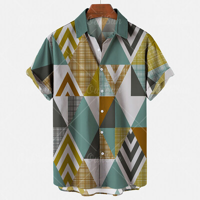 Meeste vabaaja särk Ruuduliste triipudega suvine lühikeste varrukatega mood Street Hawaiian Beach Party Top Dazn Oversized