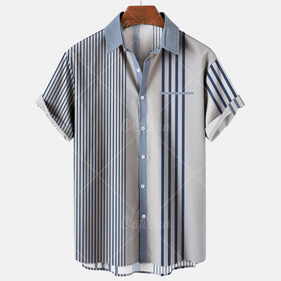 Meeste vabaaja särk Ruuduliste triipudega suvine lühikeste varrukatega mood Street Hawaiian Beach Party Top Dazn Oversized