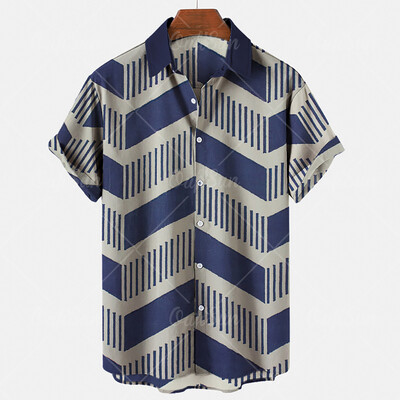 Meeste vabaaja särk Ruuduliste triipudega suvine lühikeste varrukatega mood Street Hawaiian Beach Party Top Dazn Oversized