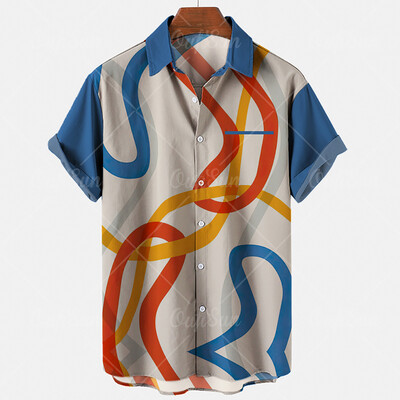 Meeste vabaaja särk Ruuduliste triipudega suvine lühikeste varrukatega mood Street Hawaiian Beach Party Top Dazn Oversized